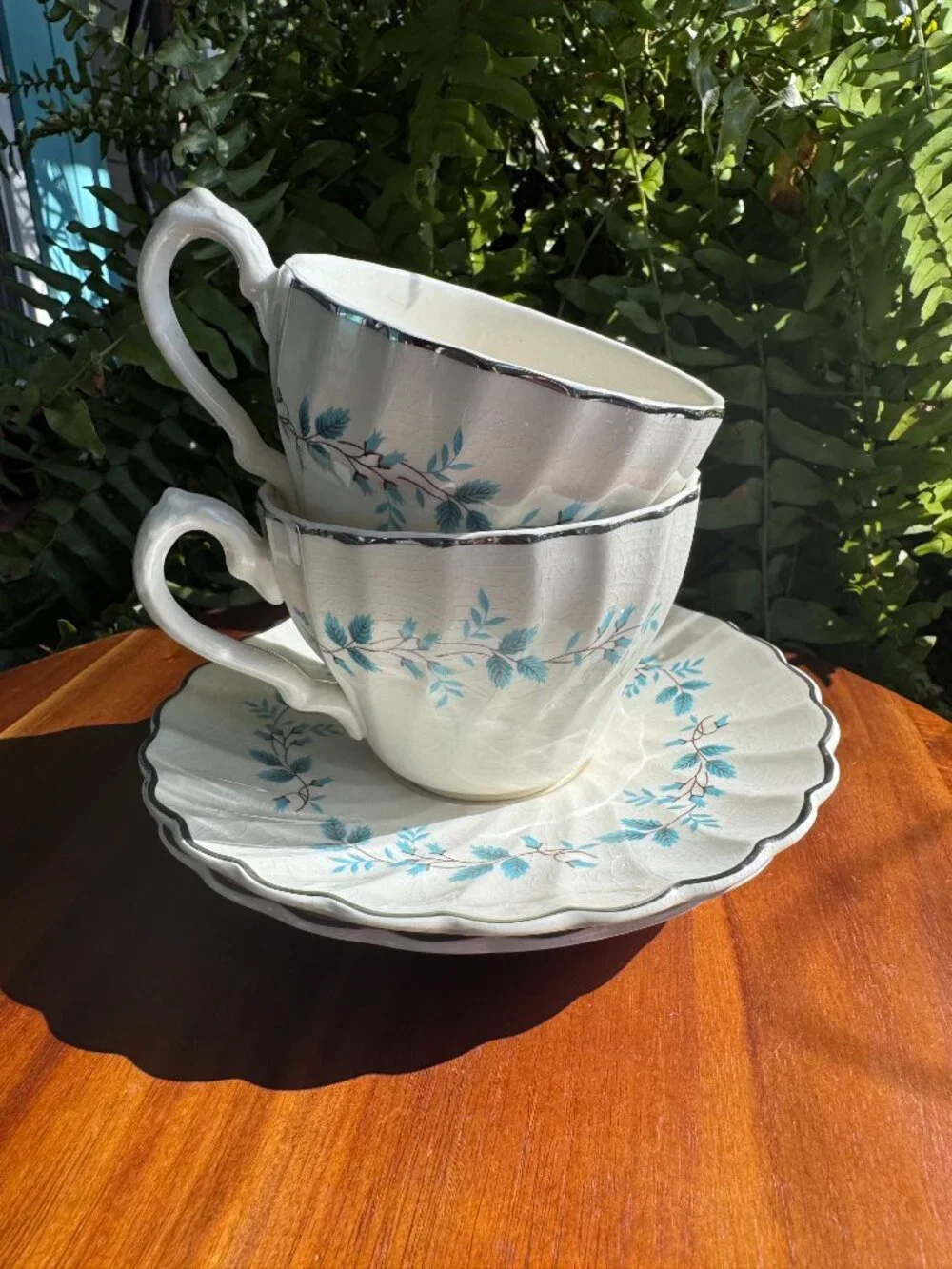 Vintage Myott Bluebell Teacup and Saucer Set by Olde Chelsea Staffordshire